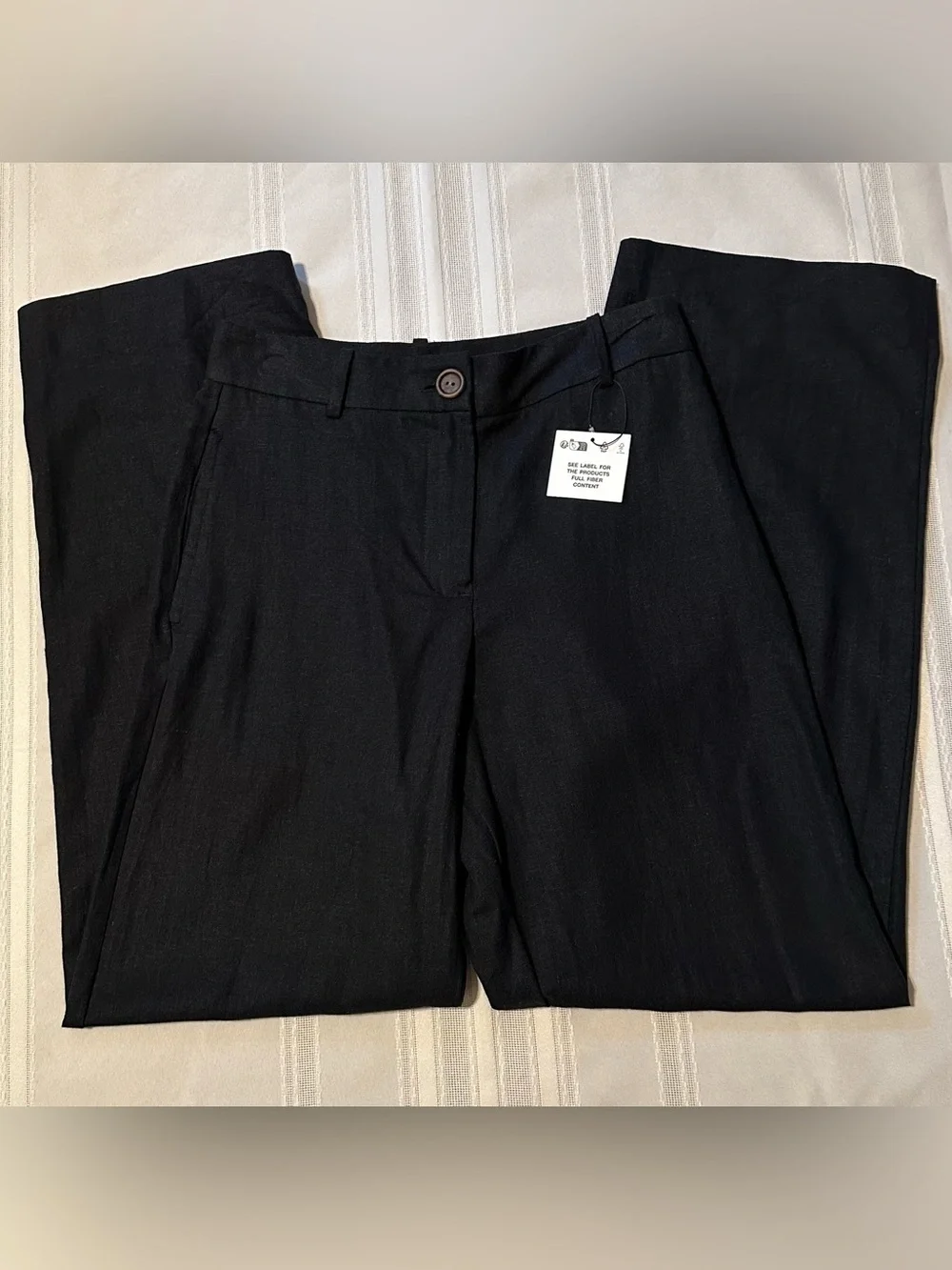 Zara Wide-Leg Linen Blend Trouser’s Black Size S NWOT